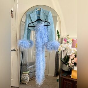 5-Plys Light Blue Ostrich Feather Boa 1.8 Meters